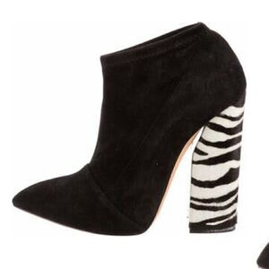 Casadei Calf Hair Animal Print Booties, New